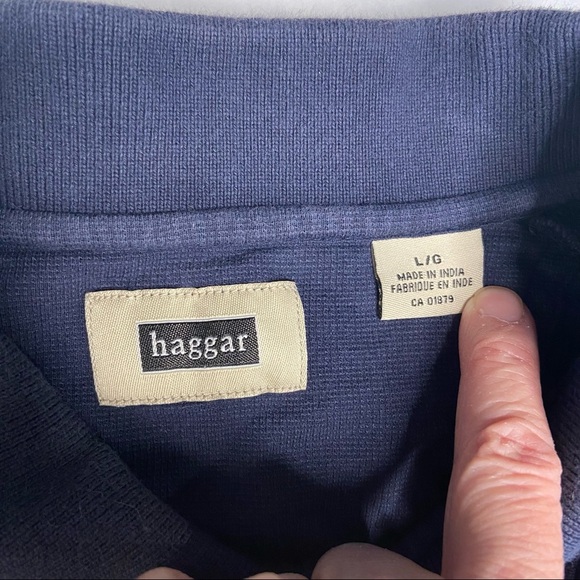 Haggar Mens Blue Polo Shirt Large - Picture 4 of 7